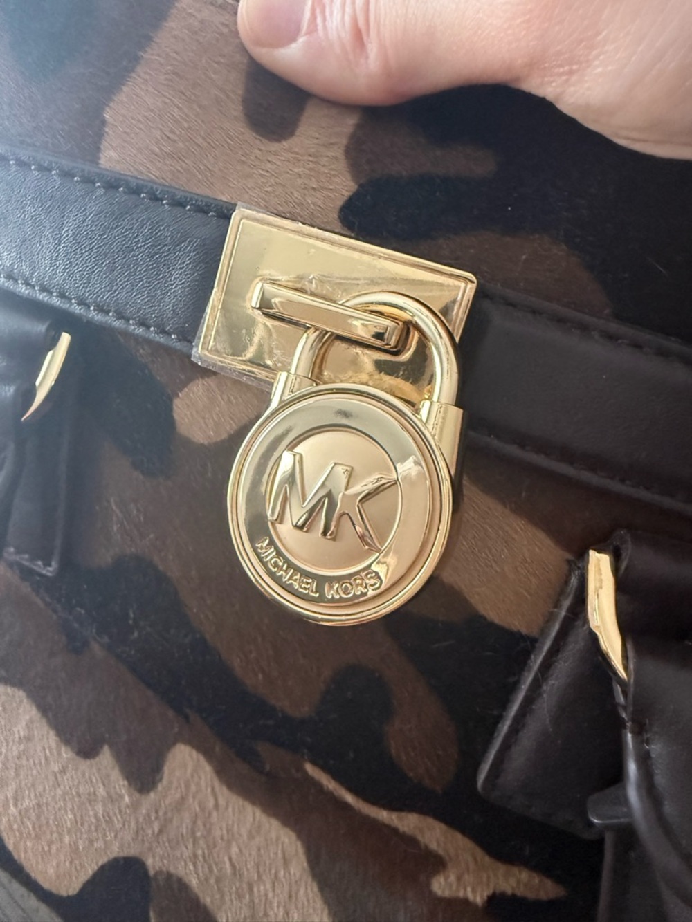 Michael Kors Brown Camouflage Leather Satchel with Gold Hardware - Picture 4 of 4